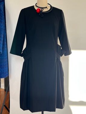 Tatiana Parfionova Black Designer Dress with Pleated Pocket Details